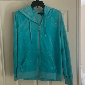 Juicy Couture Signature Velour Track Jacket Turquoise Hoodie